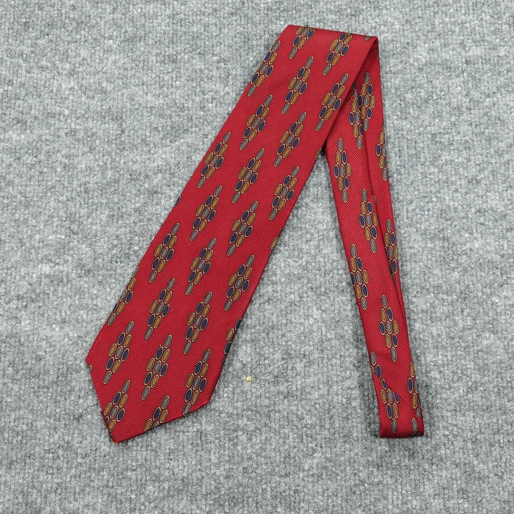 Gitman‎ Bros. Tie Mens One Size Red Geometric 100% Silk Pointed Medallion